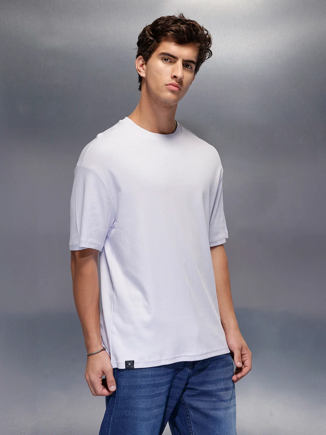 Solid Textured Regular T-Shirt   |  Lavender - Image 4