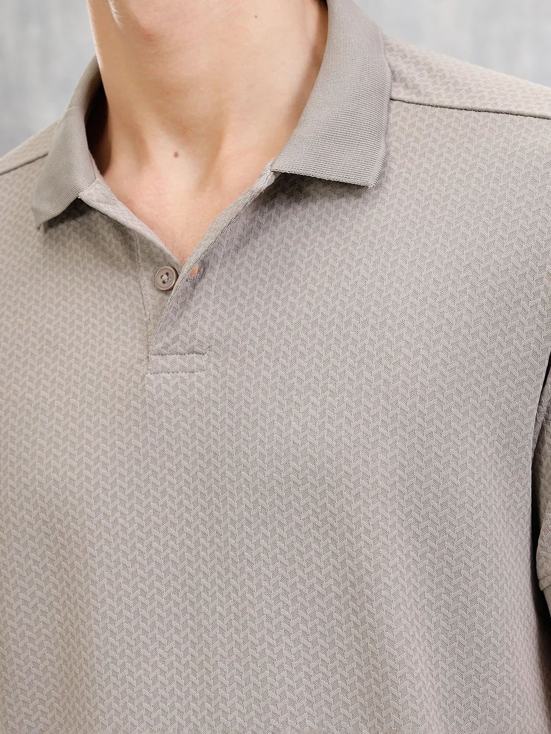 Solid Textured Slim Fit Polo T-Shirt | Brown - Image 4