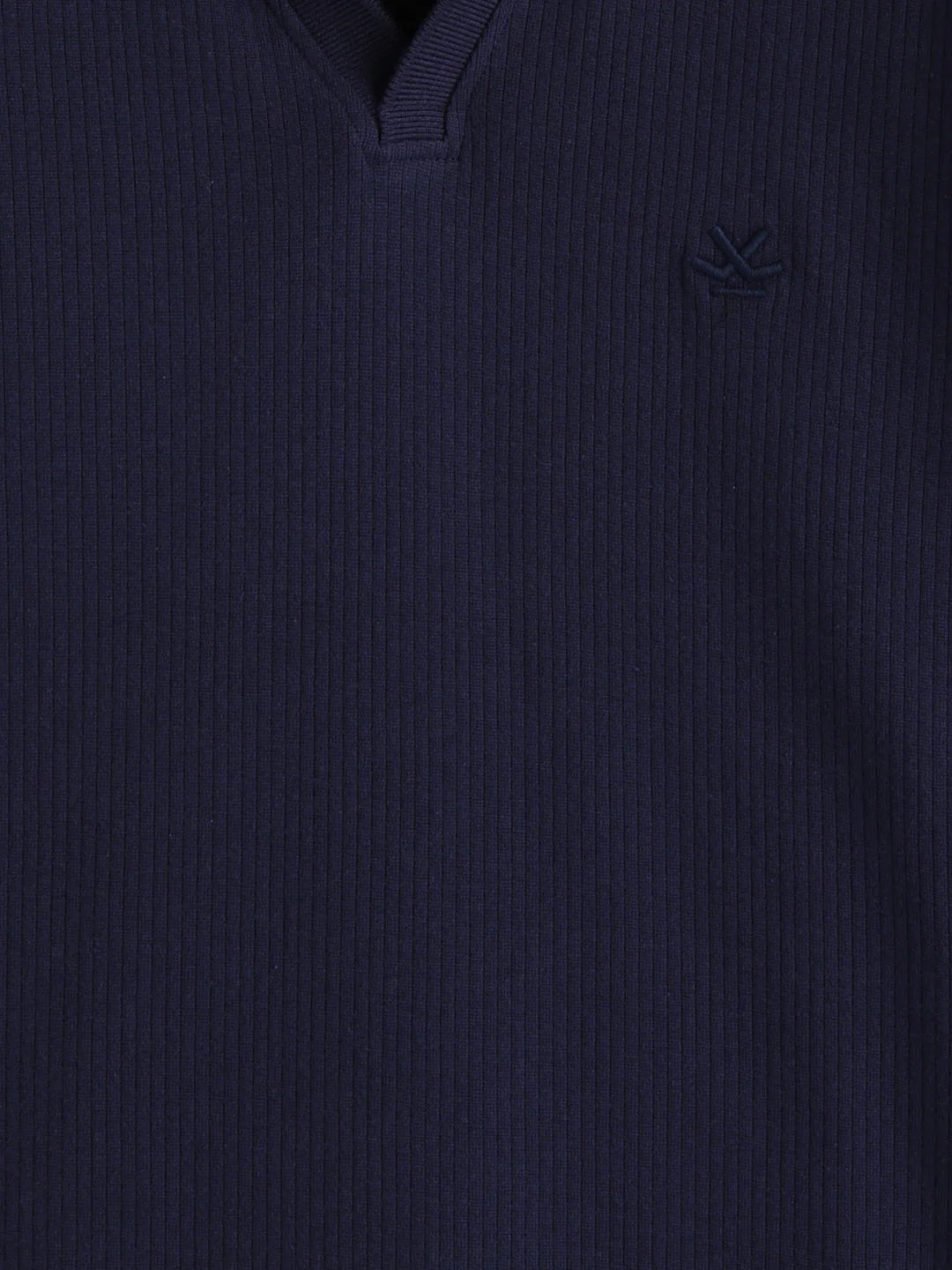 Solid Textured Slim Fit Polo T-Shirt  | Navy Blue - Image 9