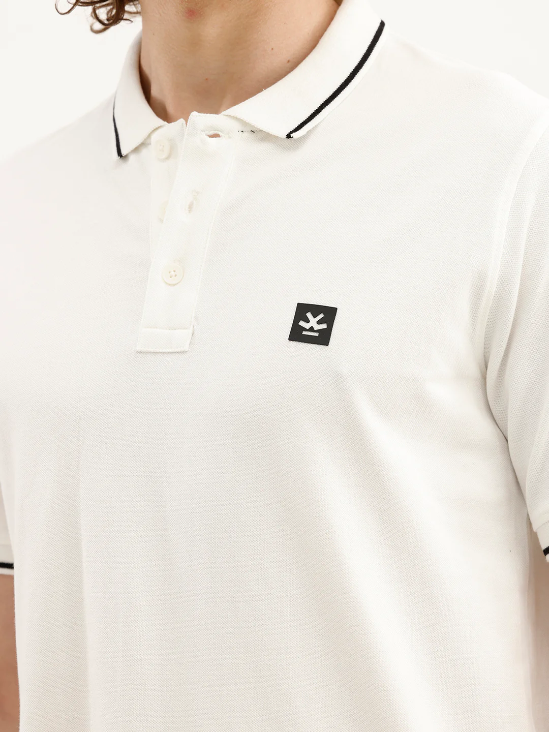 Solid Tipping Collar Polo T-Shirt | White - Image 5