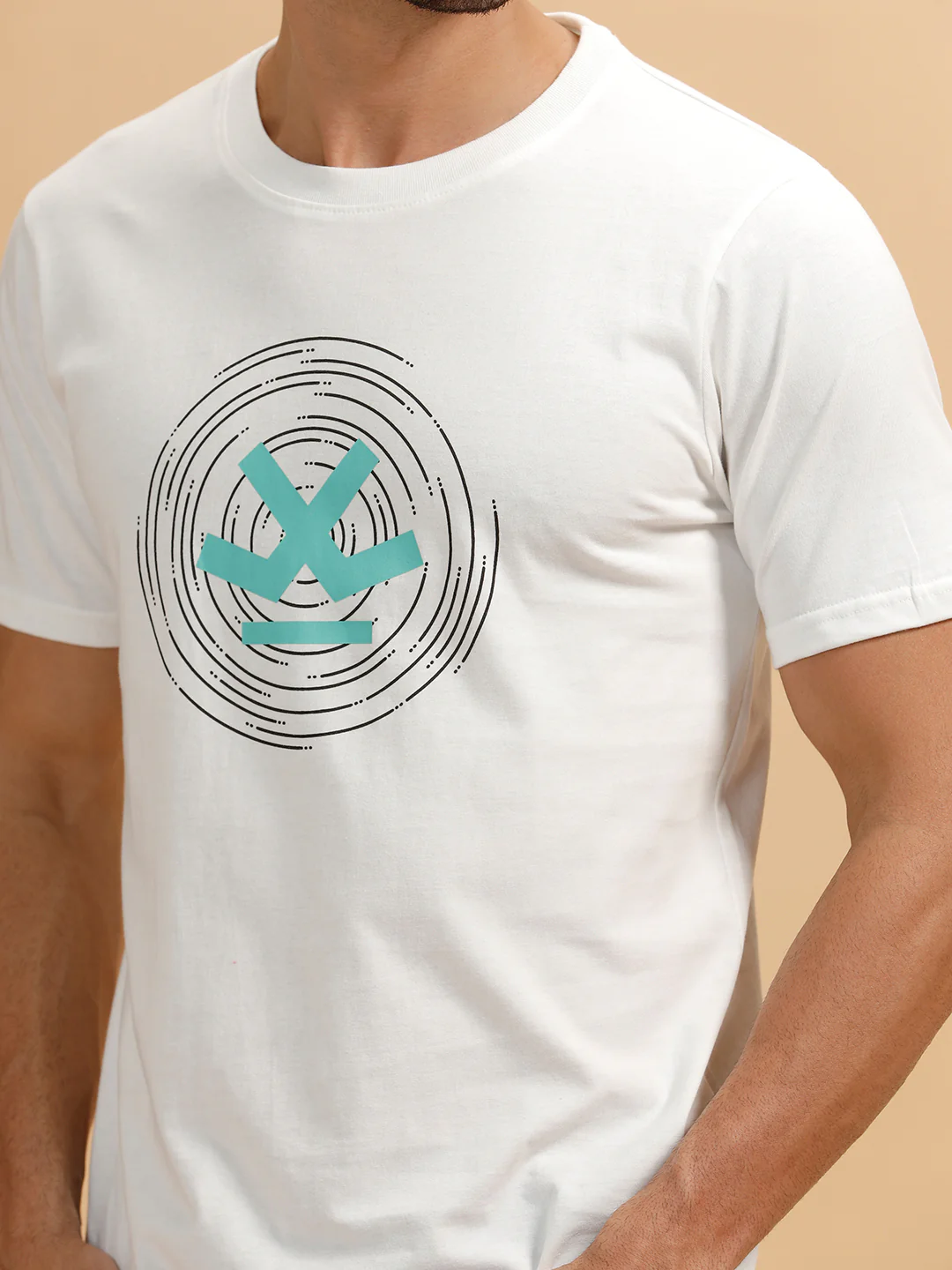 Spiral Motion Placement Printed T-Shirt | White - Image 5