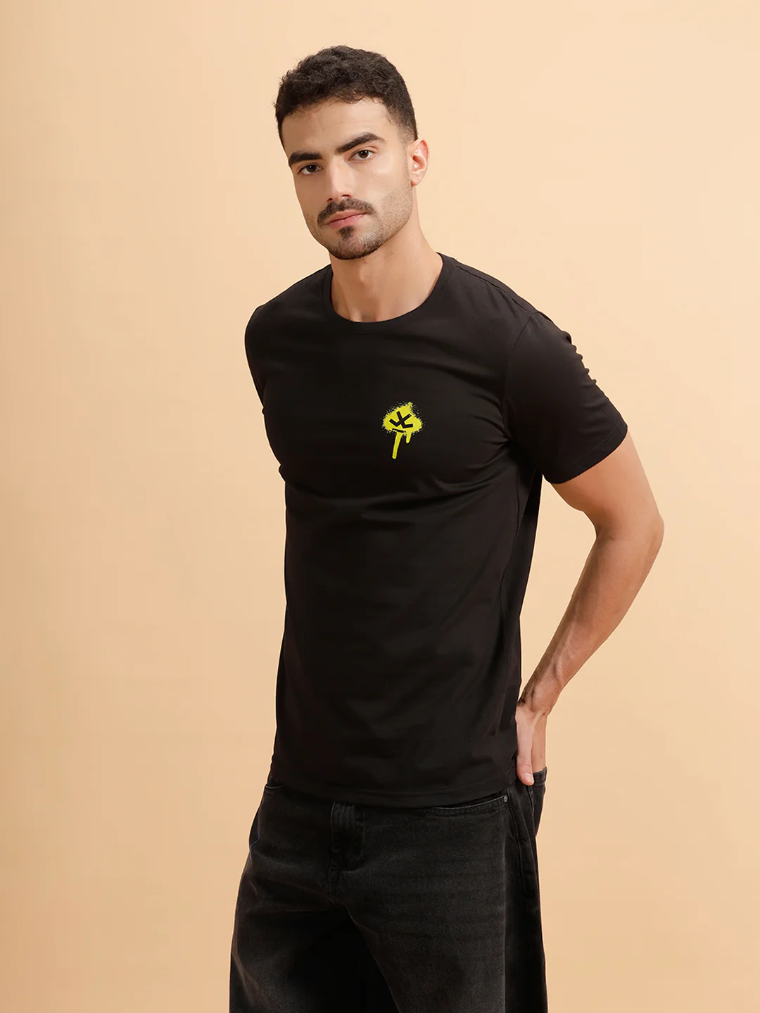 Sprayed Logo Printed T-Shirt | Black - Image 6