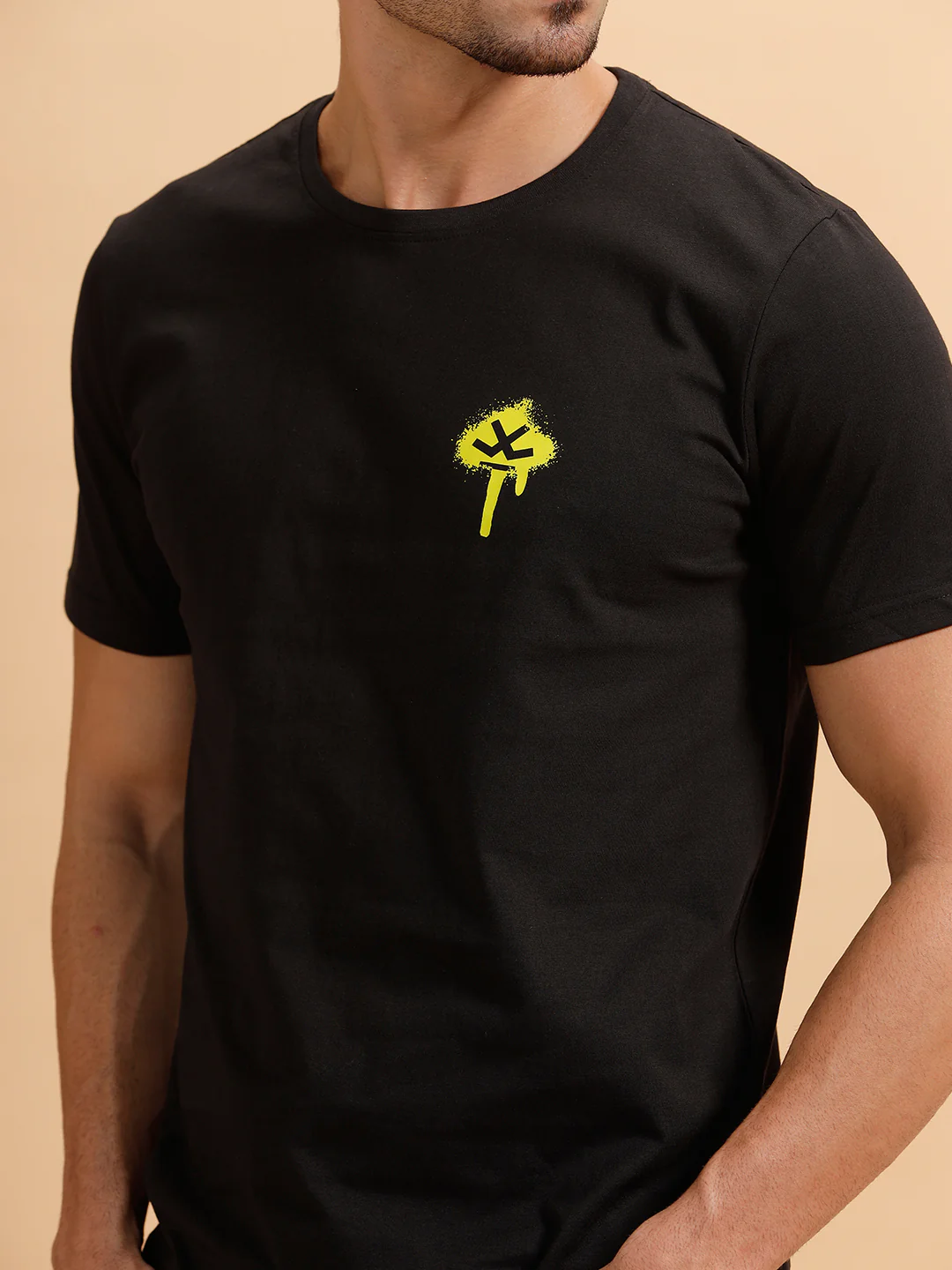 Sprayed Logo Printed T-Shirt | Black - Image 7