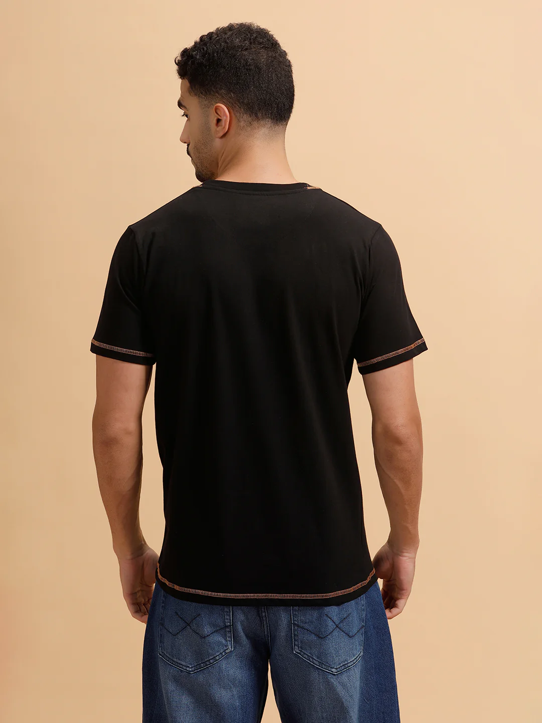 Stitch Detail Short Sleeve T-Shirt | Black - Image 3