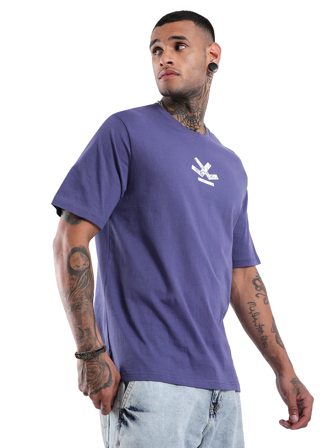 Stop Overthinking Purple Printed T-Shirt - Image 4