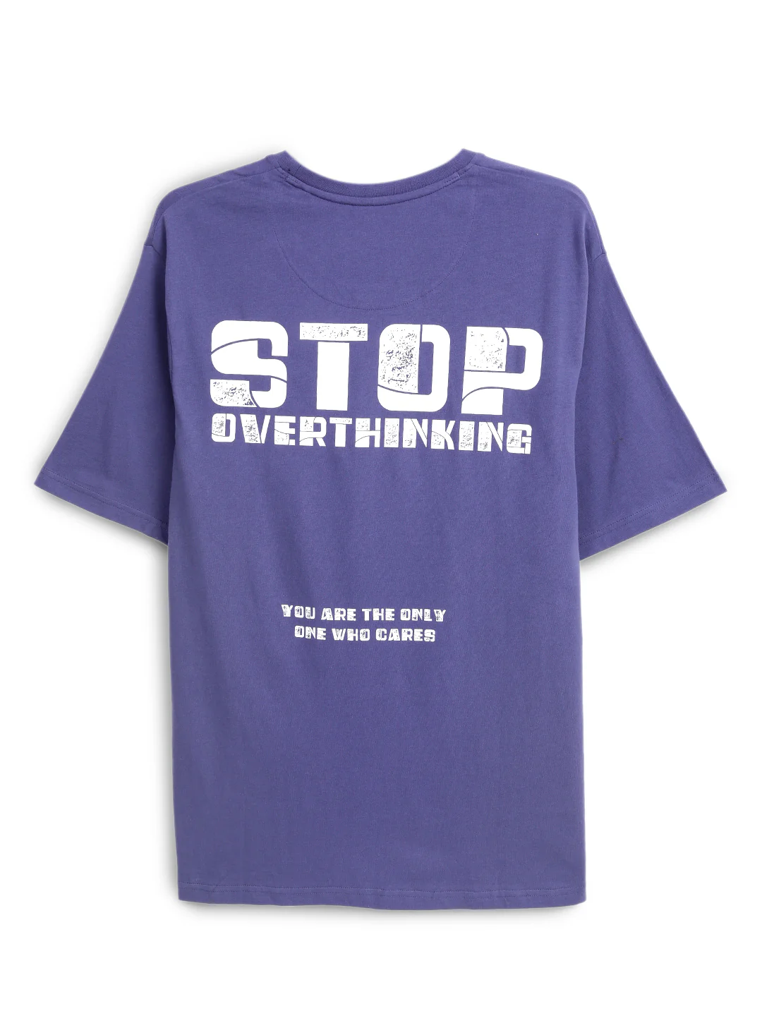 Stop Overthinking Purple Printed T-Shirt - Image 7