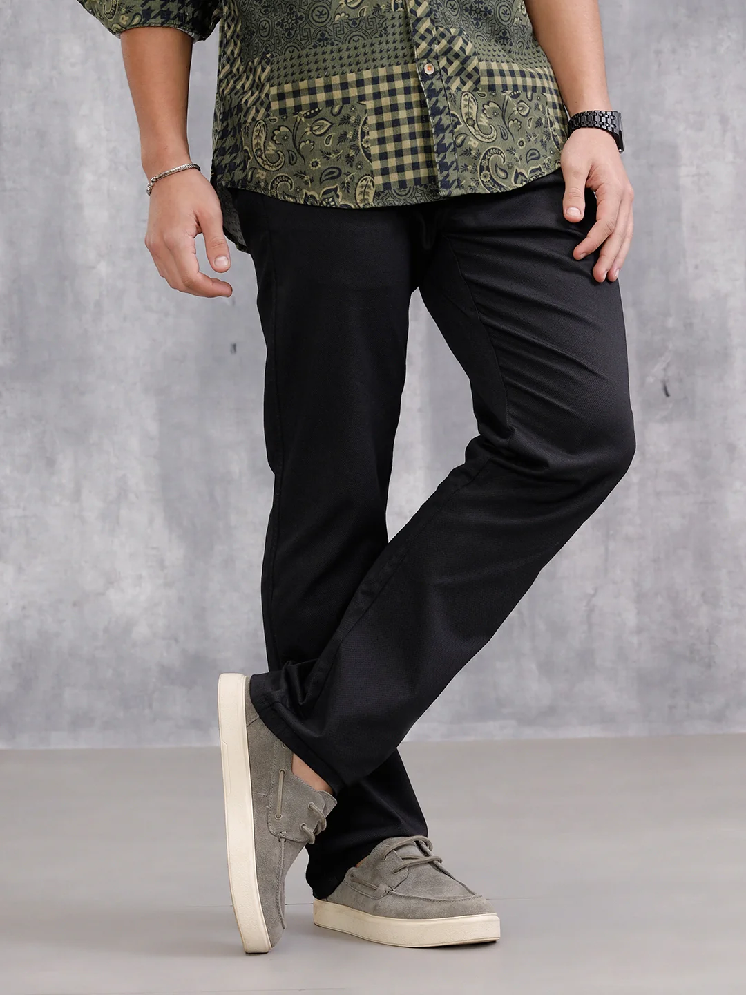 Straight Fit Aop Twill Stretch Woven Jogger | Black - Image 5