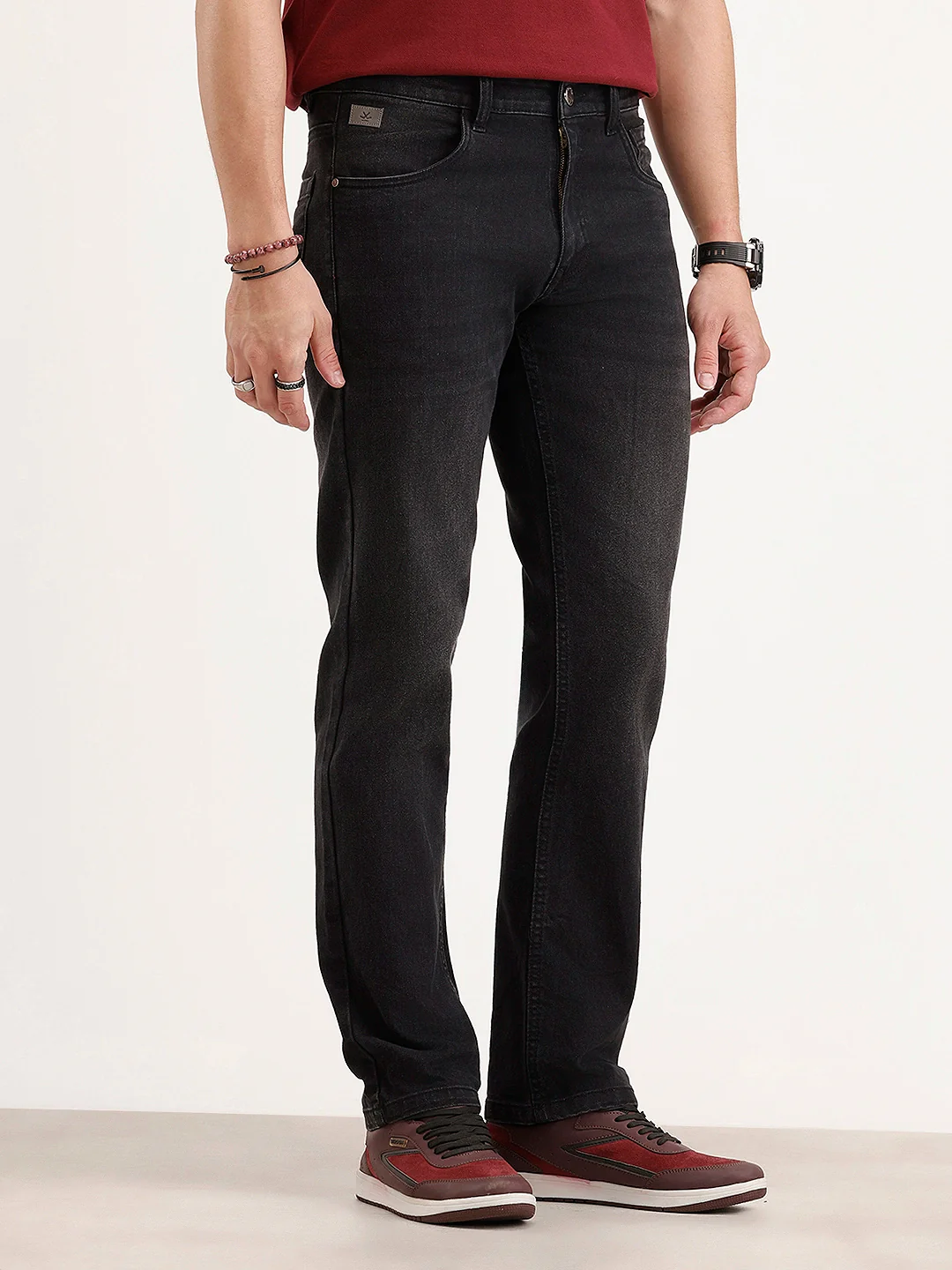 Straight Fit Denim Jeans | Black - Image 4