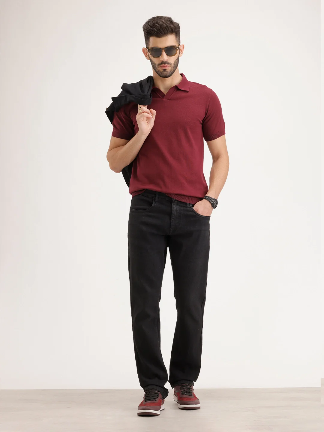 Straight Fit Denim Jeans | Black - Image 2