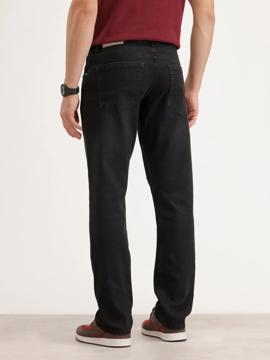 Straight Fit Denim Jeans | Black - Image 3