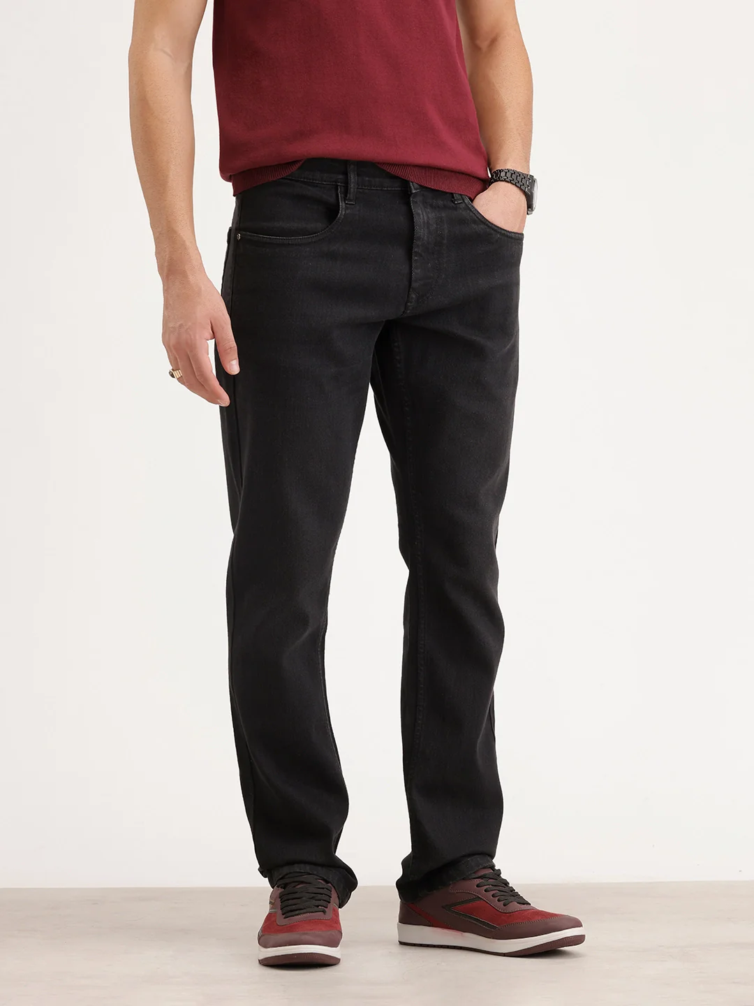 Straight Fit Denim Jeans | Black - Image 4
