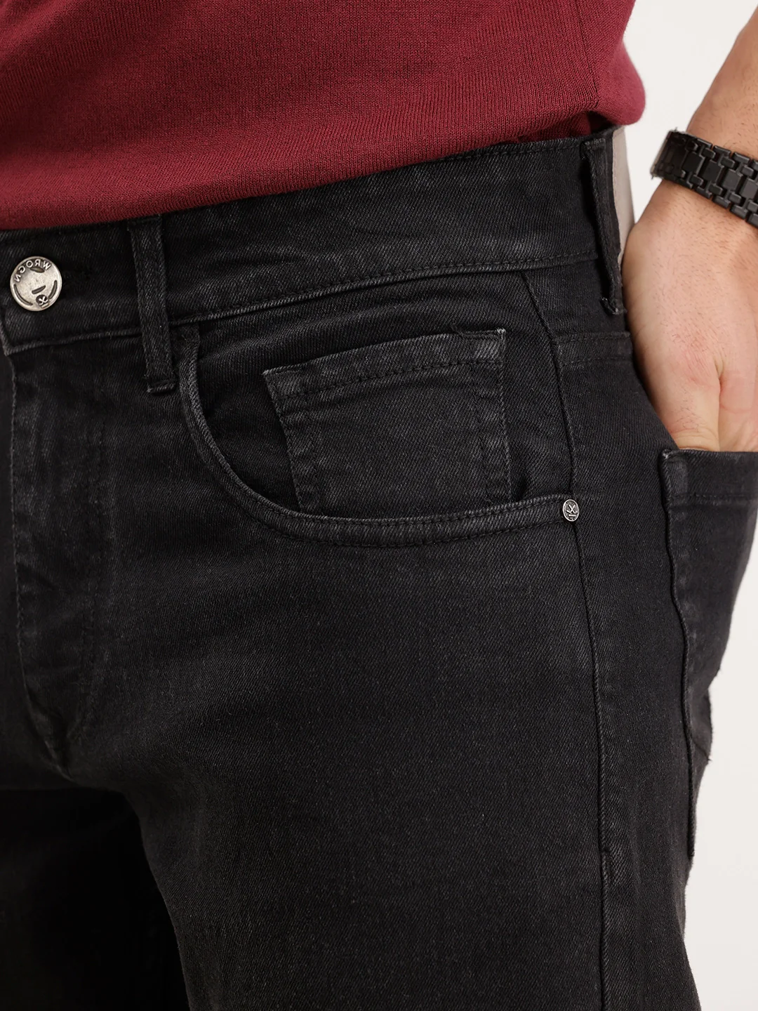 Straight Fit Denim Jeans | Black - Image 5