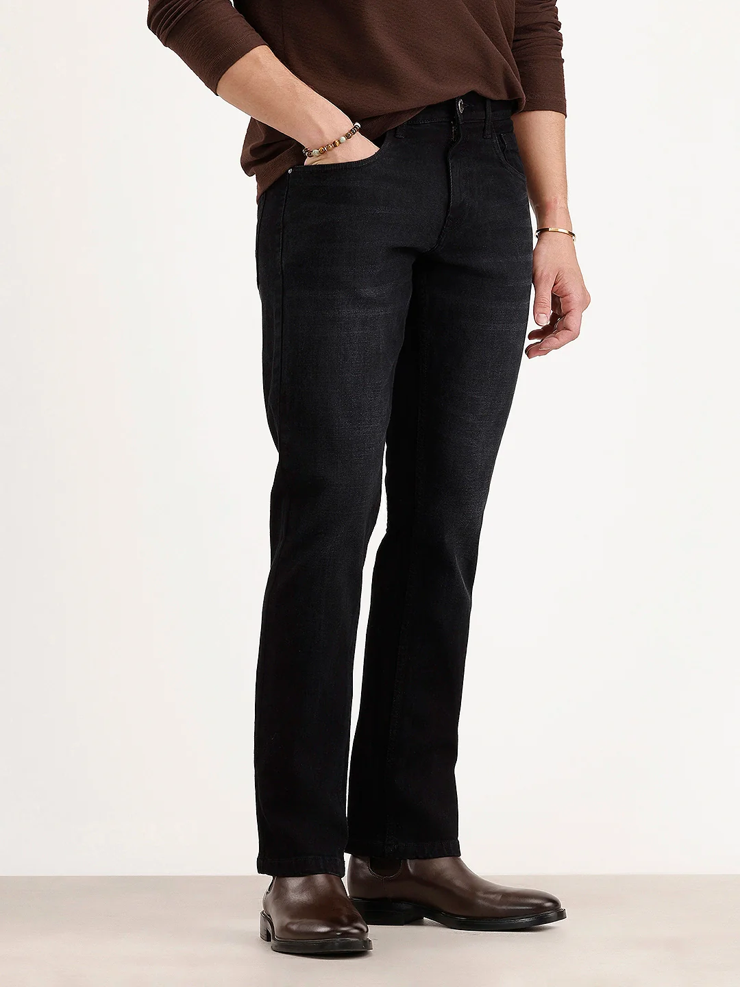 Straight Fit Denim Jeans | Black - Image 4