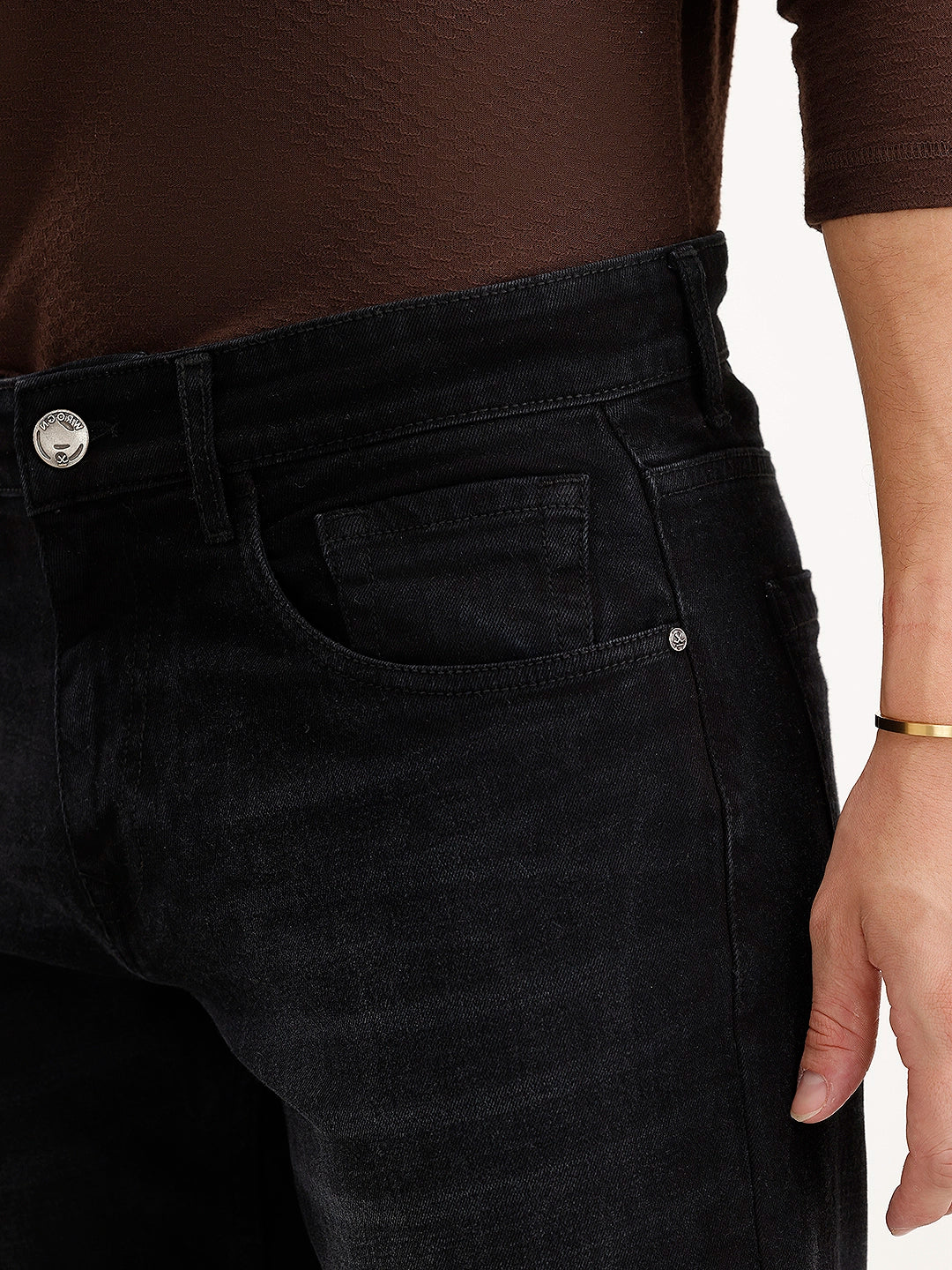 Straight Fit Denim Jeans | Black - Image 5
