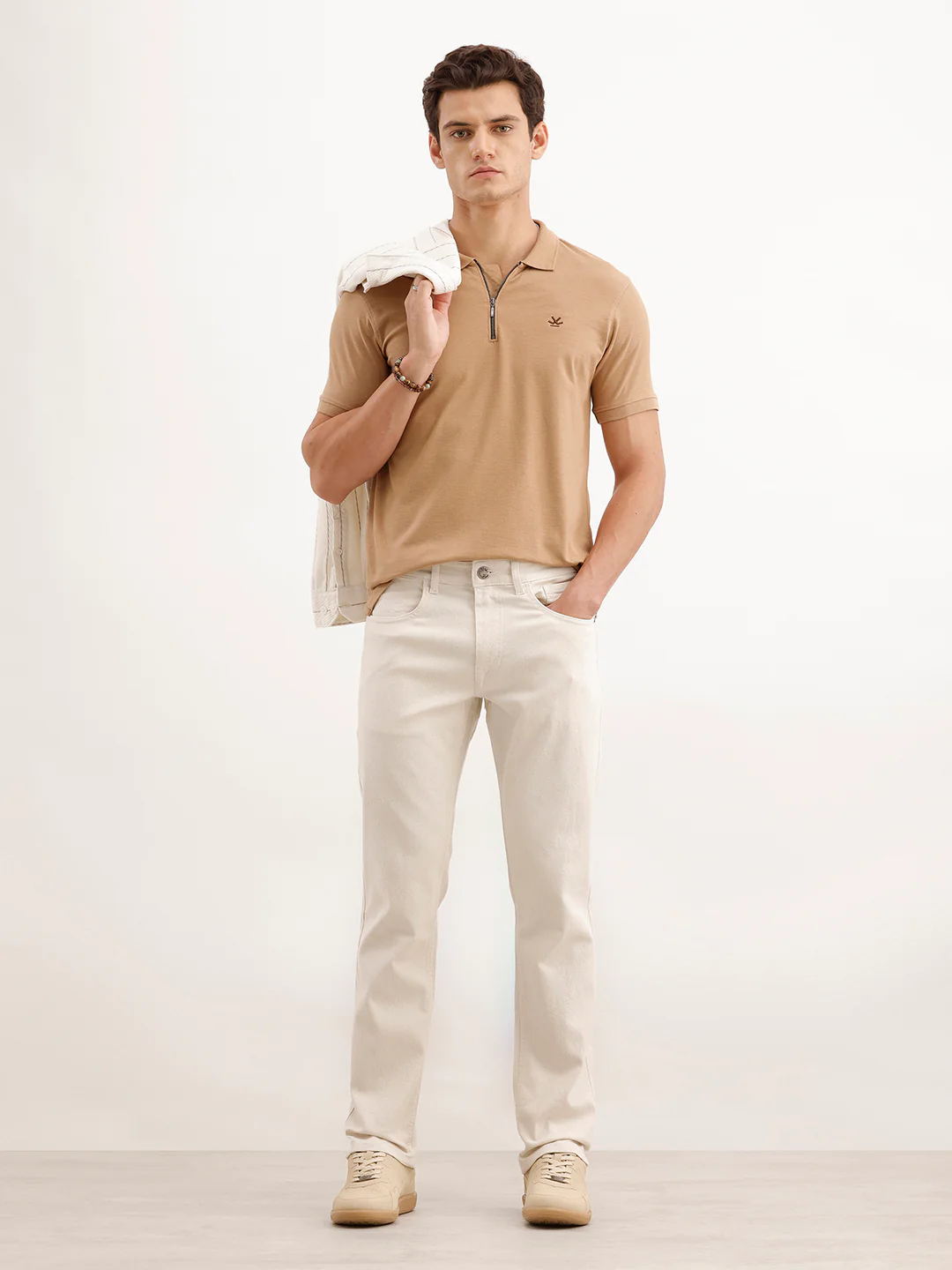 Straight Fit Denim Jeans  | Ecru - Image 2