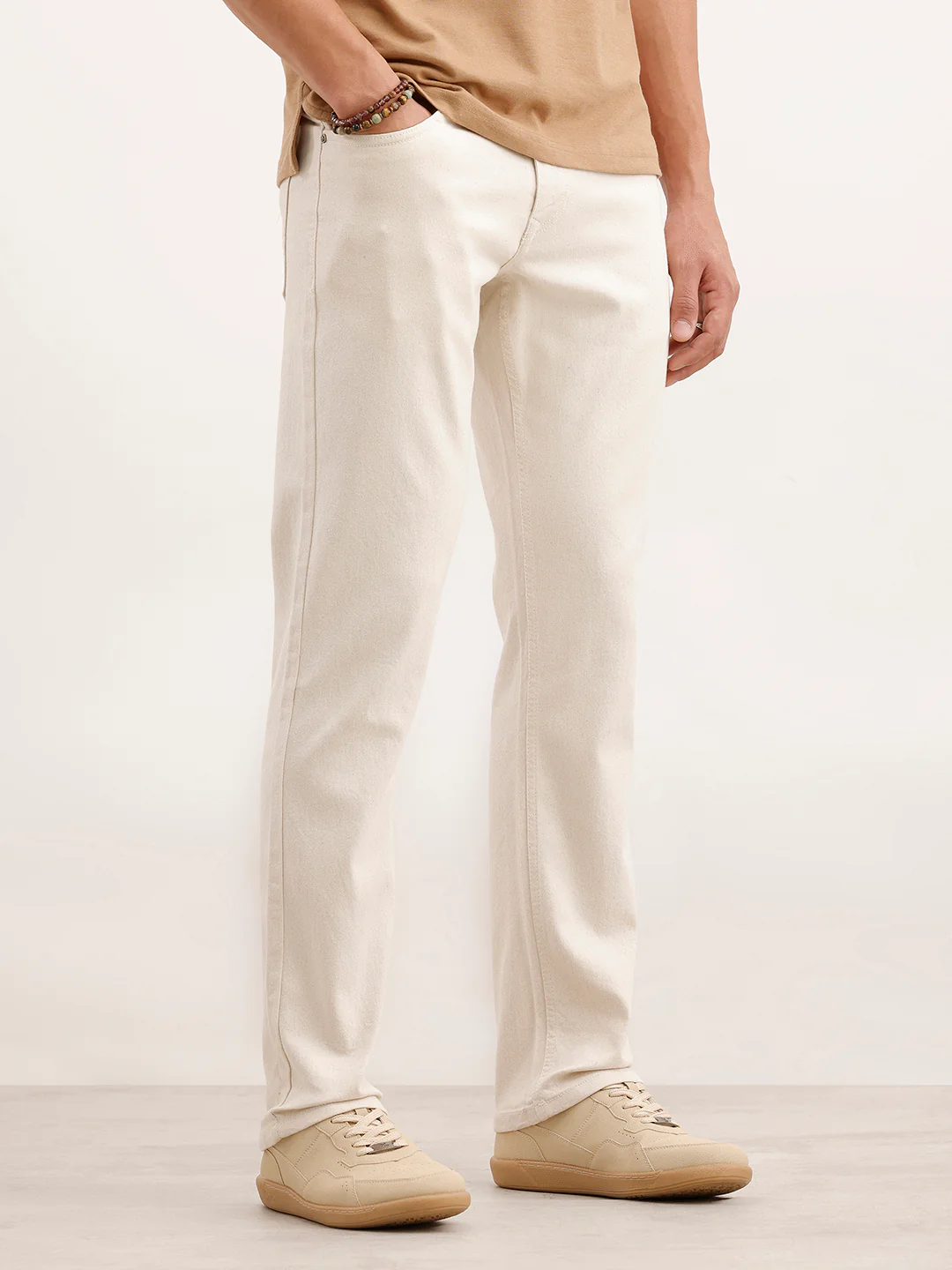 Straight Fit Denim Jeans  | Ecru - Image 4