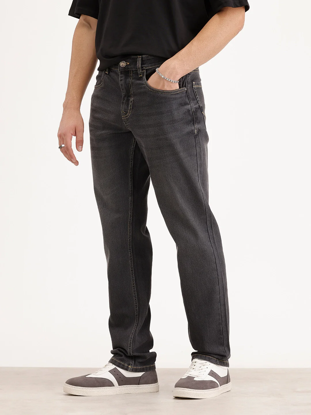 Straight Fit Denim Jeans | Grey - Image 4
