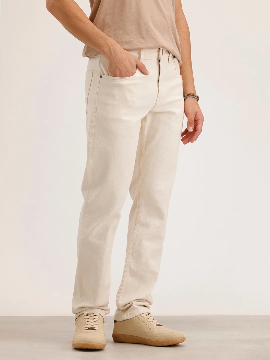Straight Fit Denim Jeans | Off White - Image 4