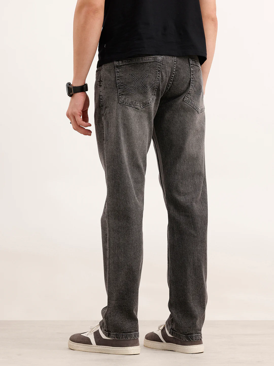 Straight Fit Faded Denim Fit  | Dark Grey - Image 3