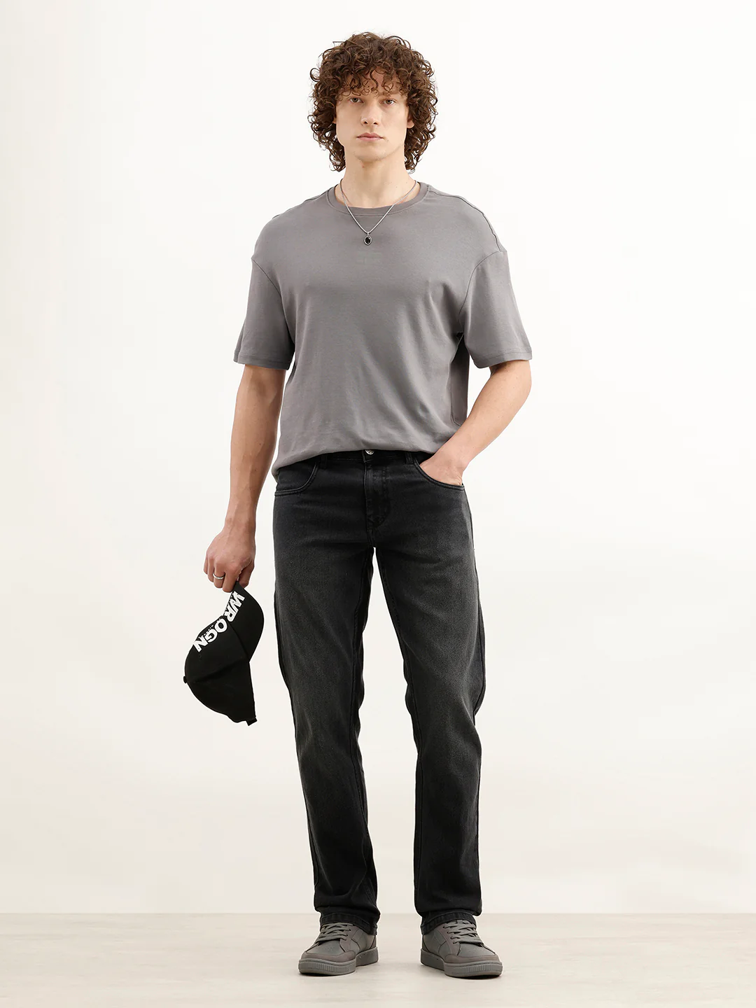 Straight Fit Faded Denim Jeans | Black - Image 2