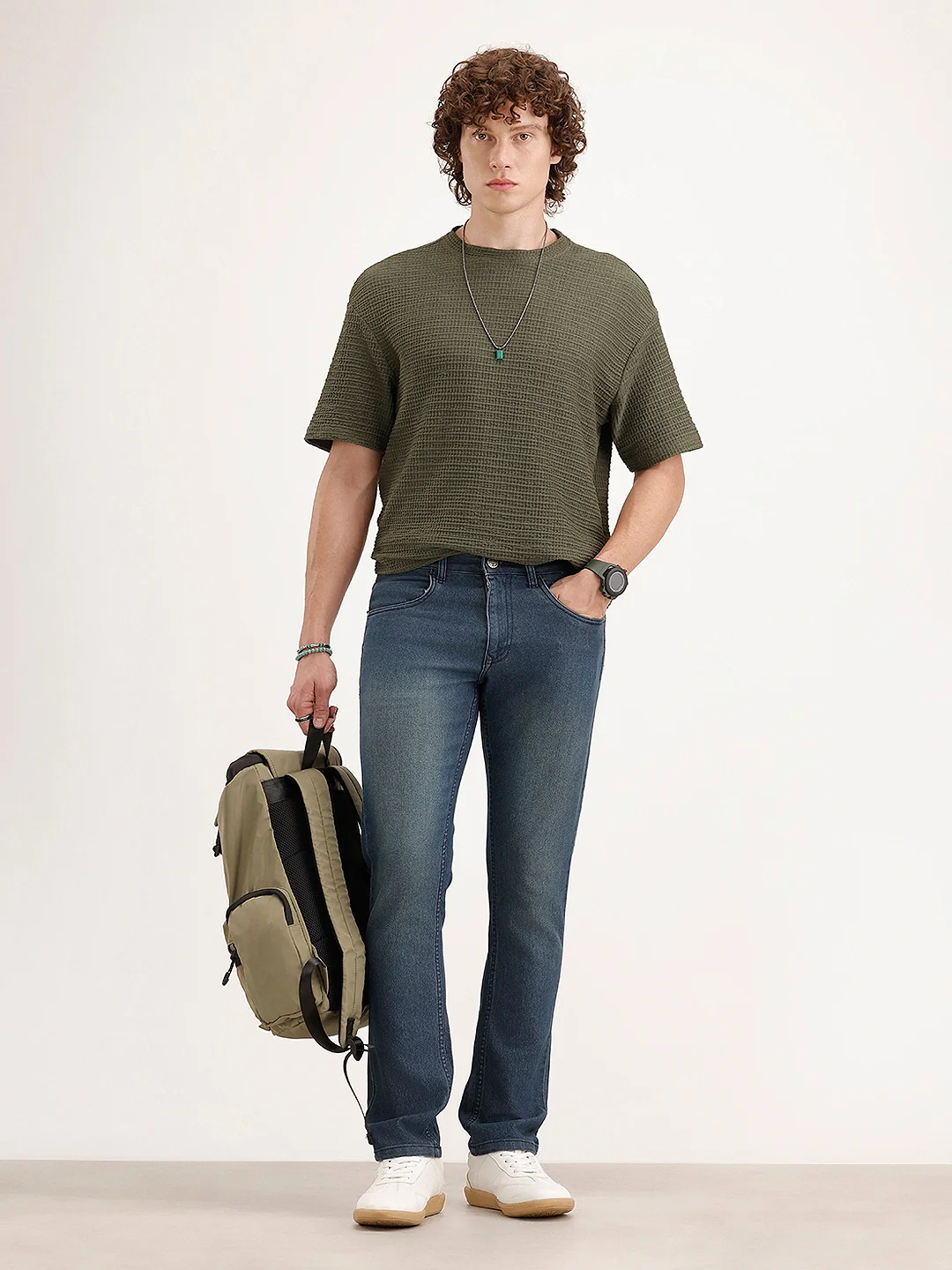 Straight Fit Faded Denim Jeans | Blue - Image 2