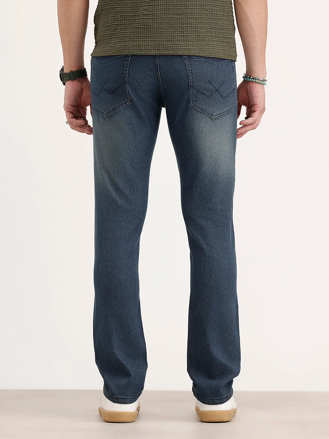 Straight Fit Faded Denim Jeans | Blue - Image 3