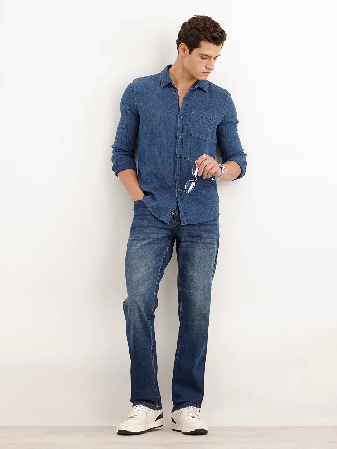 Straight Fit Faded Denim Jeans | Blue - Image 2