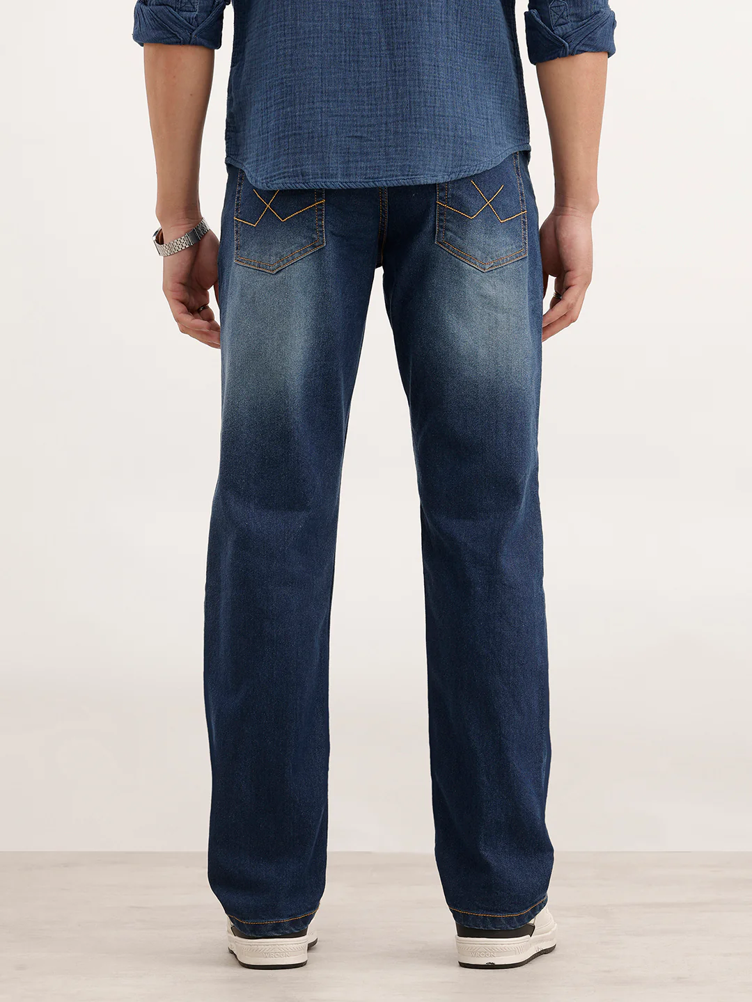 Straight Fit Faded Denim Jeans | Blue - Image 3