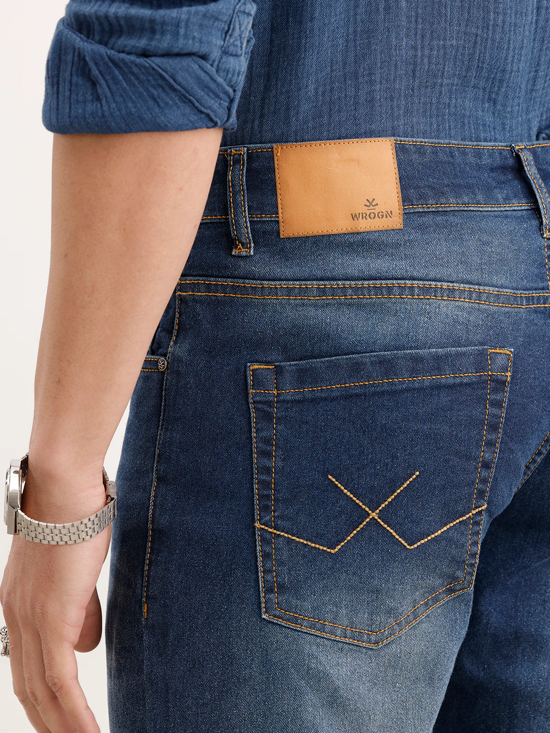 Straight Fit Faded Denim Jeans | Blue - Image 6