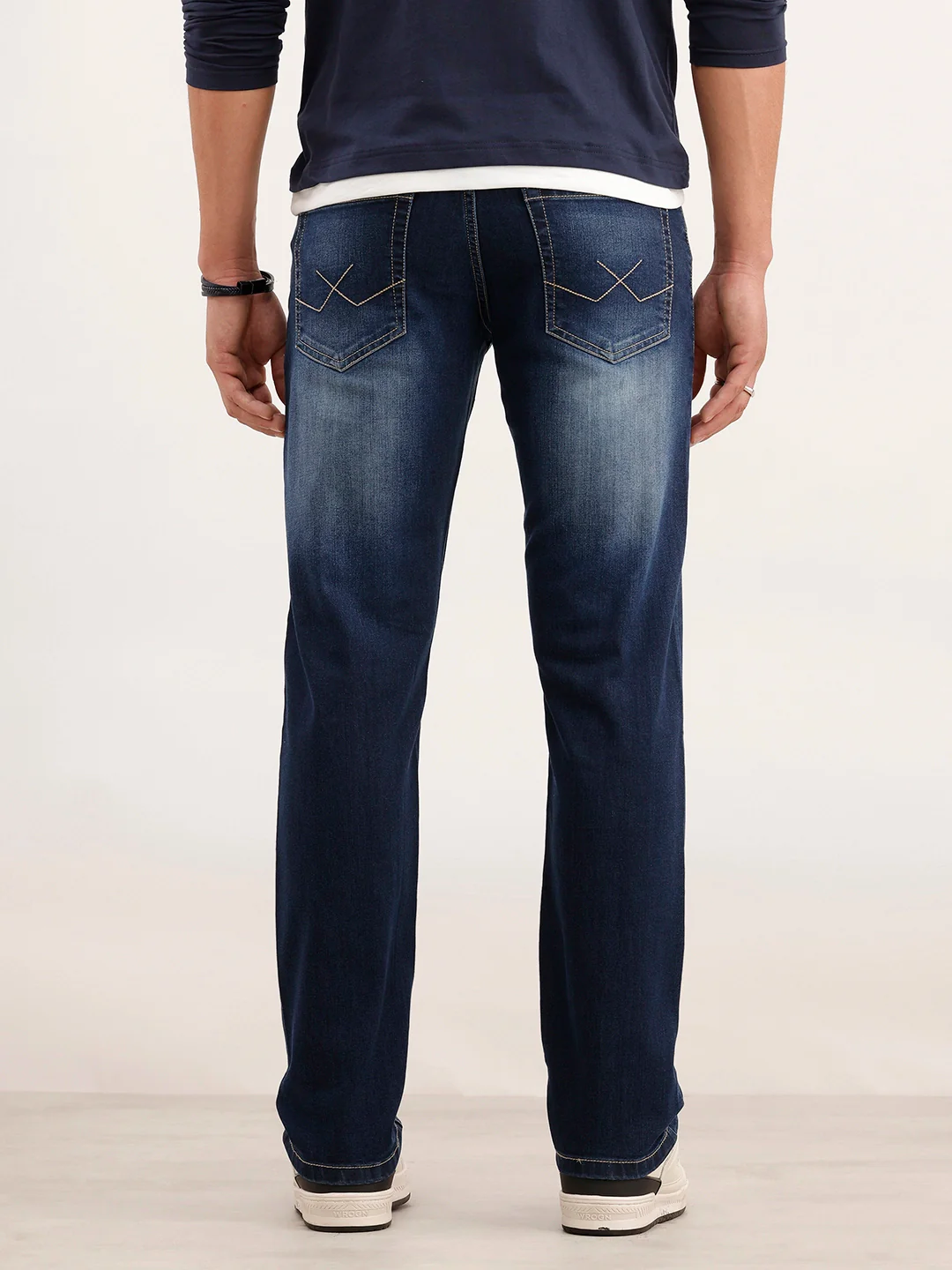 Straight Fit Faded Denim Jeans | Blue - Image 3