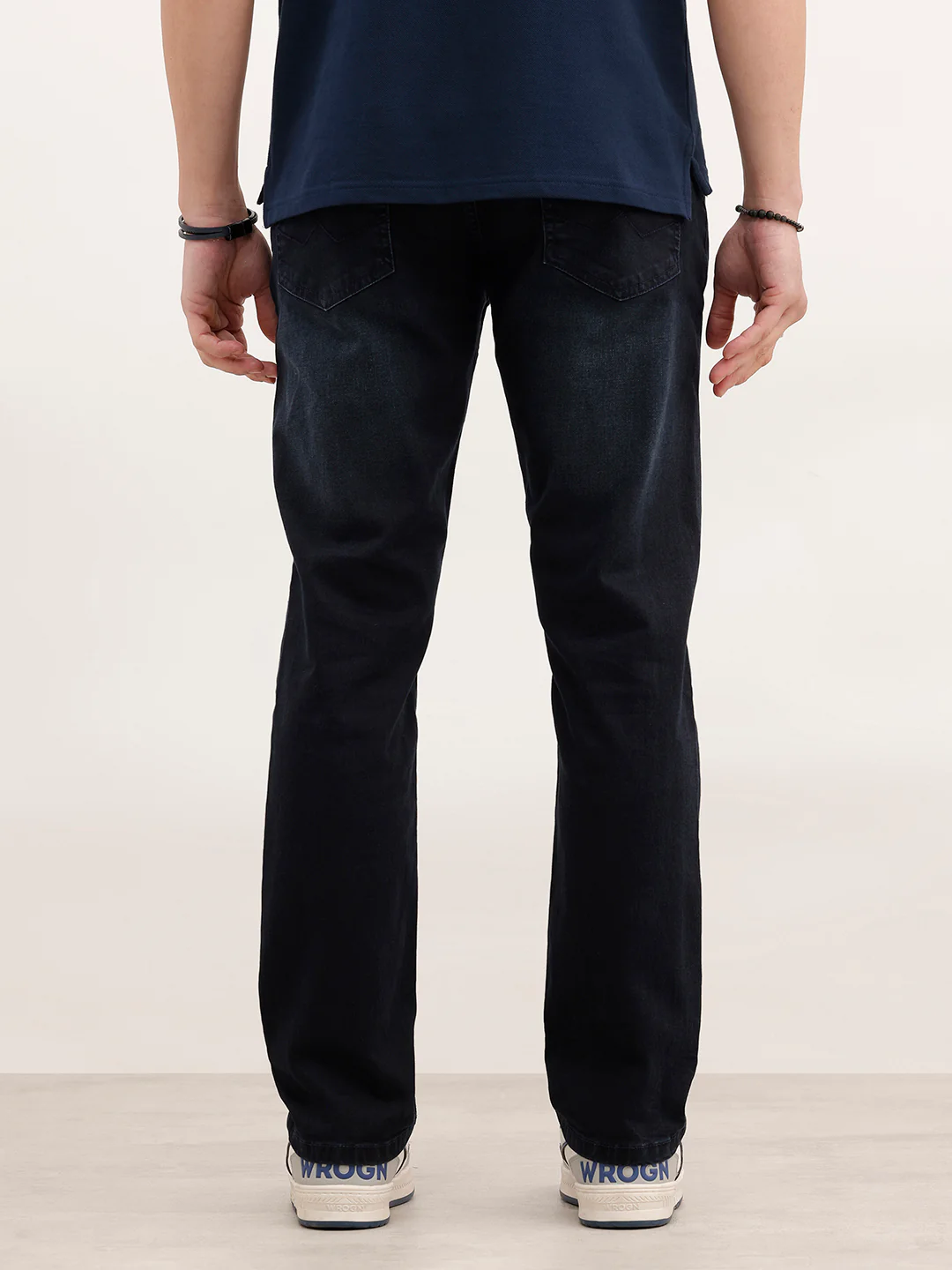 Straight Fit Faded Denim Jeans | Dark Blue - Image 3