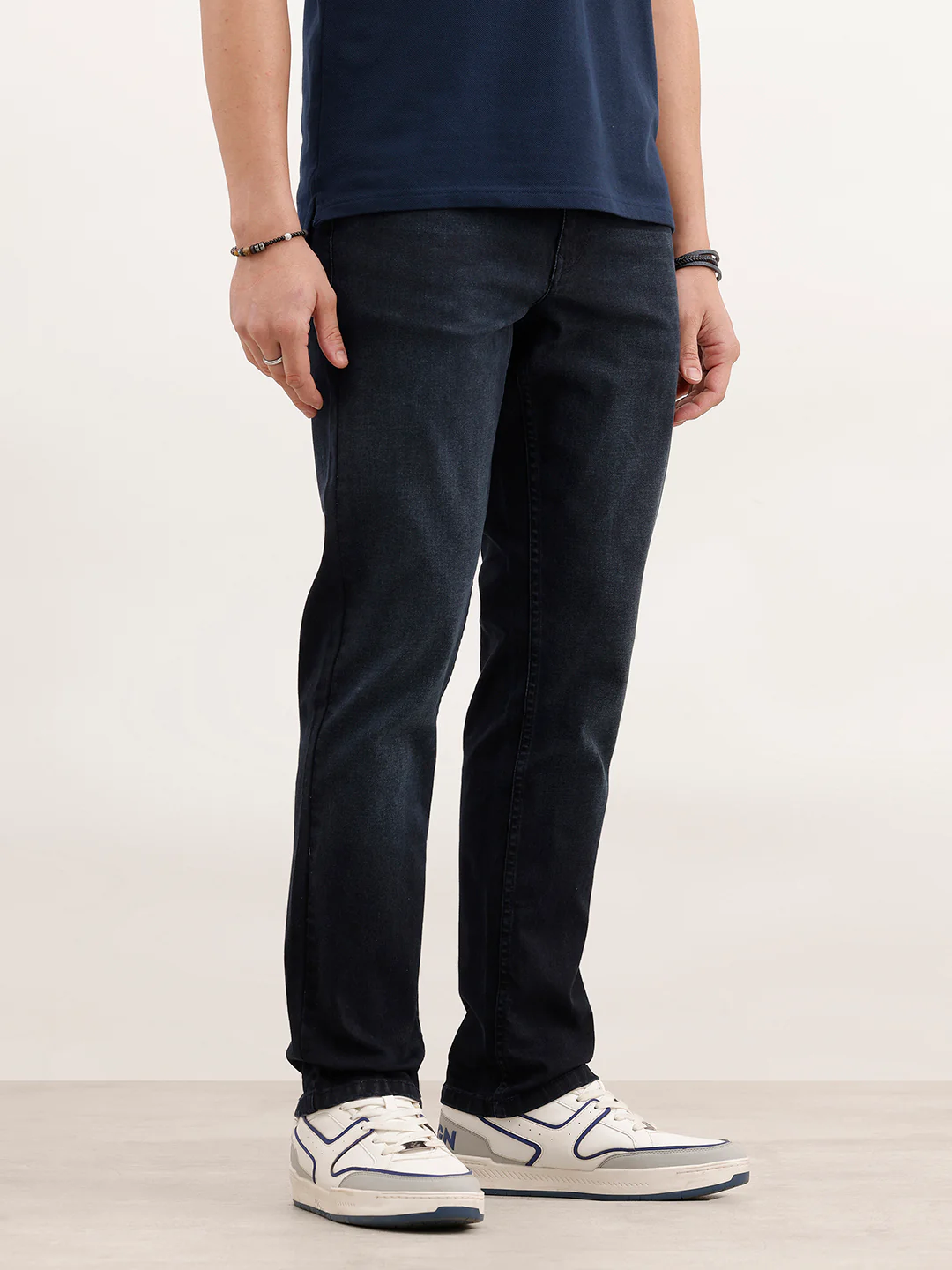 Straight Fit Faded Denim Jeans | Dark Blue - Image 4