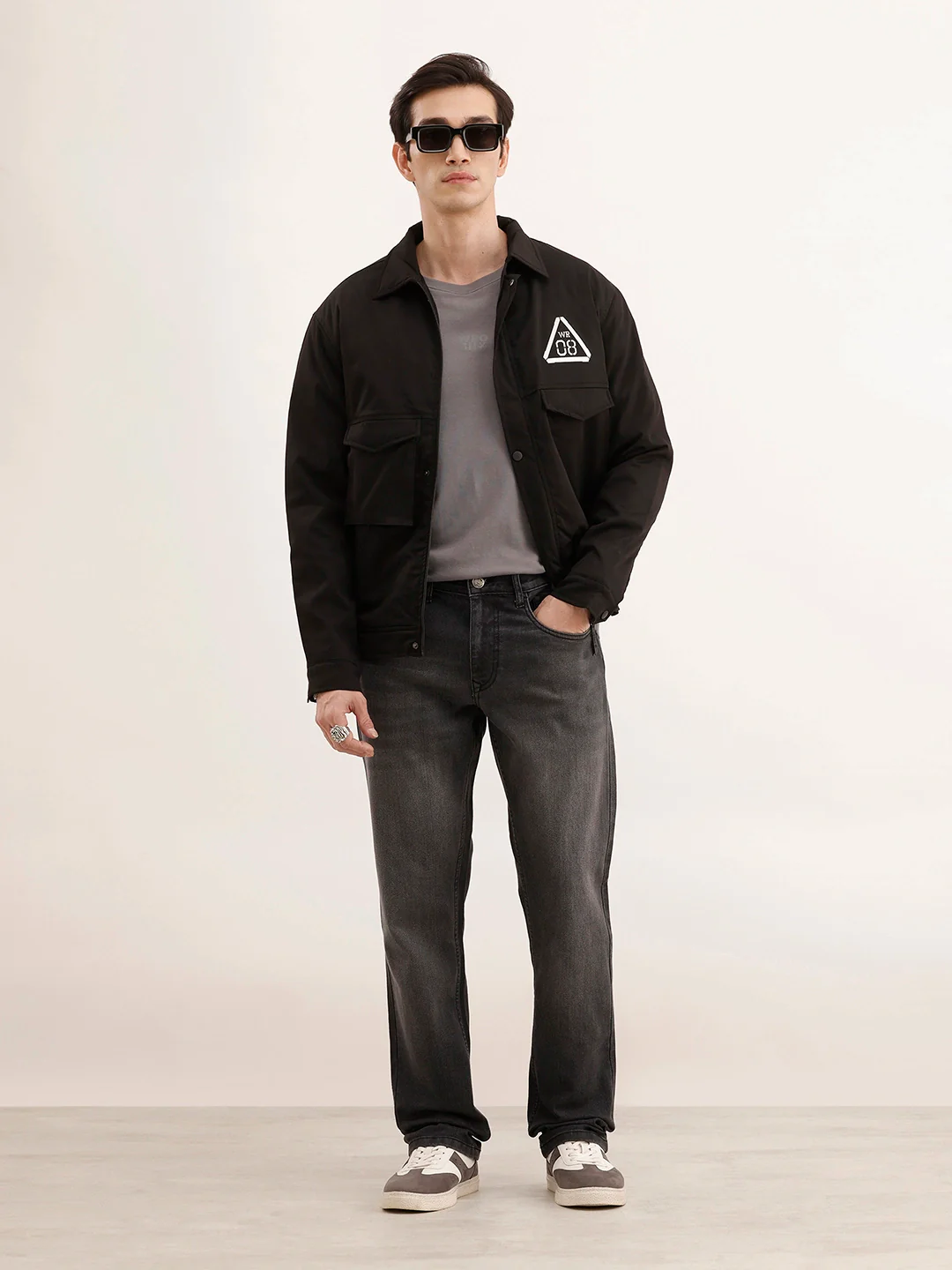 Straight Fit Faded Denim Jeans | Dark Grey - Image 2