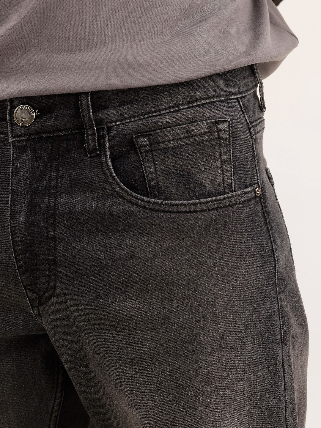 Straight Fit Faded Denim Jeans | Dark Grey - Image 5