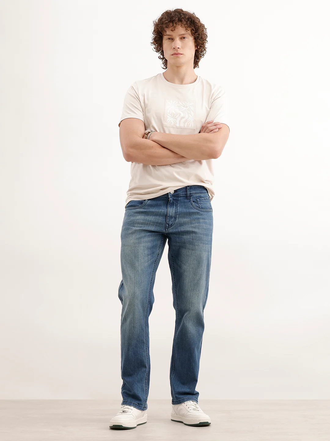 Straight Fit Faded Denim Jeans  | Light Blue - Image 2