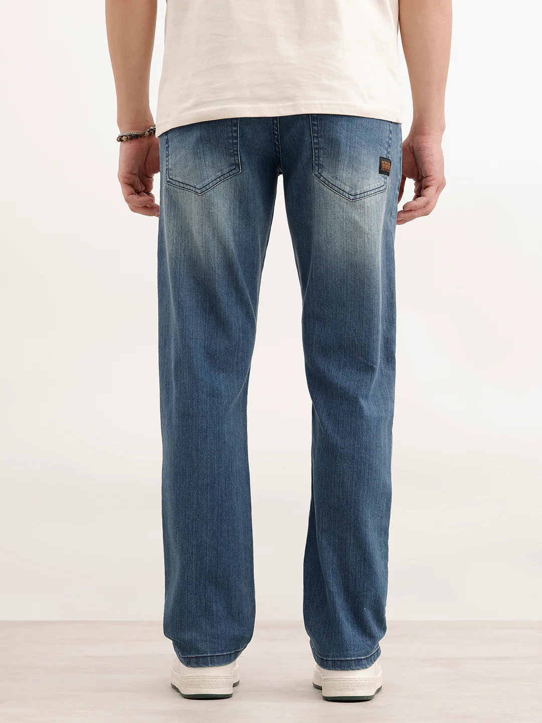 Straight Fit Faded Denim Jeans  | Light Blue - Image 3