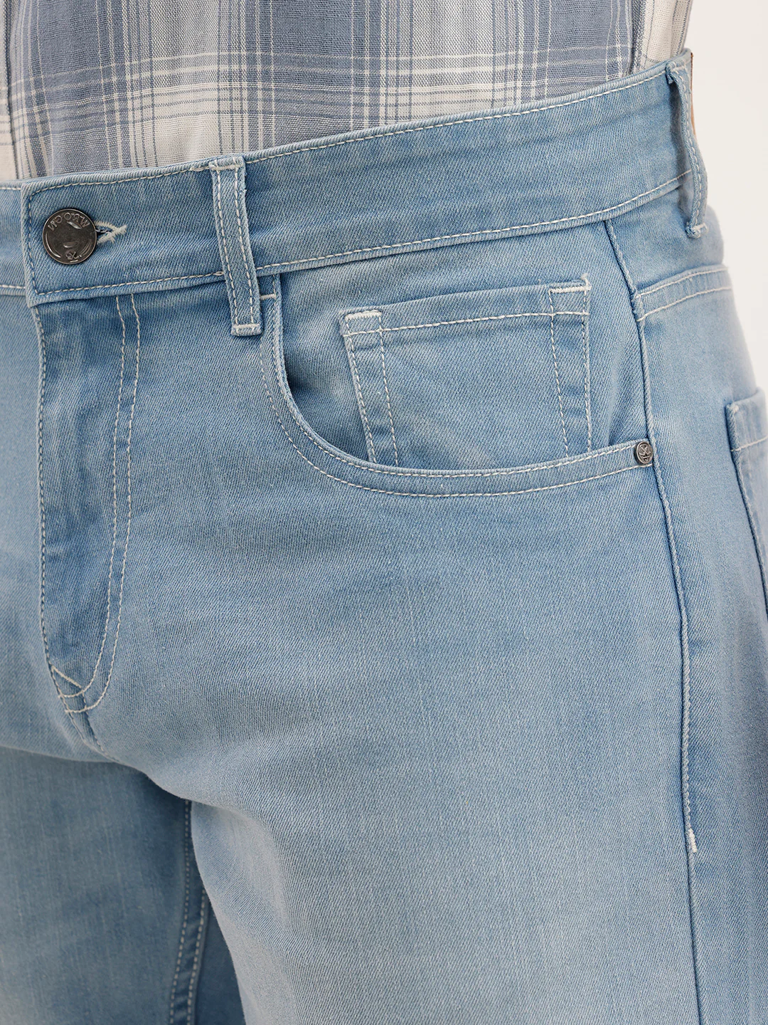 Straight Fit Faded Denim Jeans  | Light Blue - Image 5