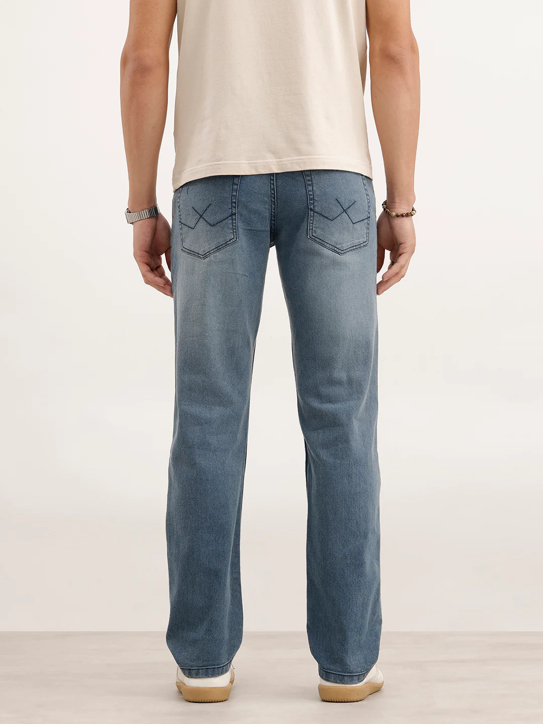 Straight Fit Faded Denim Jeans  | Light Blue - Image 3
