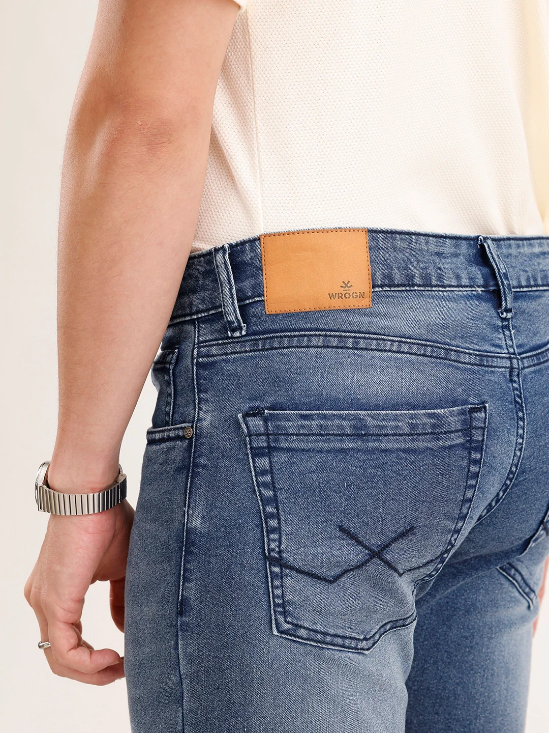 Straight Fit Faded Denim Jeans | Light Blue - Image 5