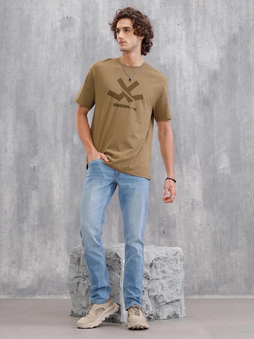 Straight Fit Midstone Washed Jeans | Midstone - Image 2