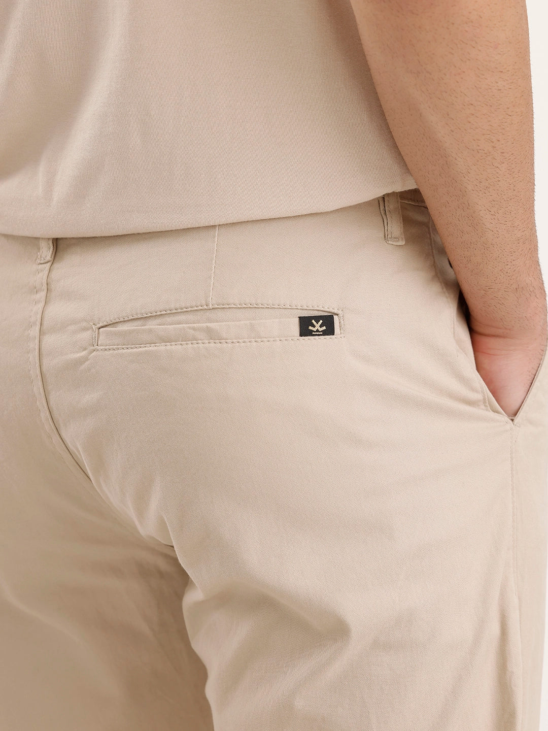 Straight Fit Solid Chinos | Beige - Image 5