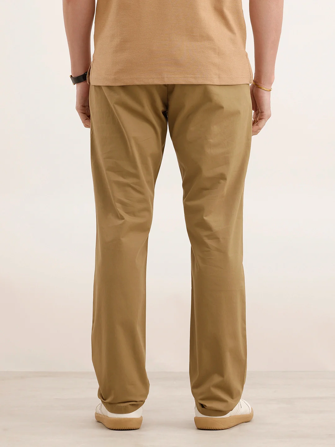Straight Fit Solid Trouser | Khaki - Image 3