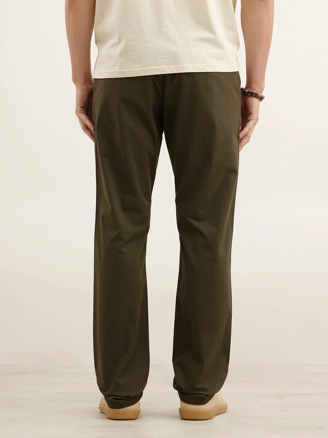 Straight Fit Solid Trouser | Olive - Image 3
