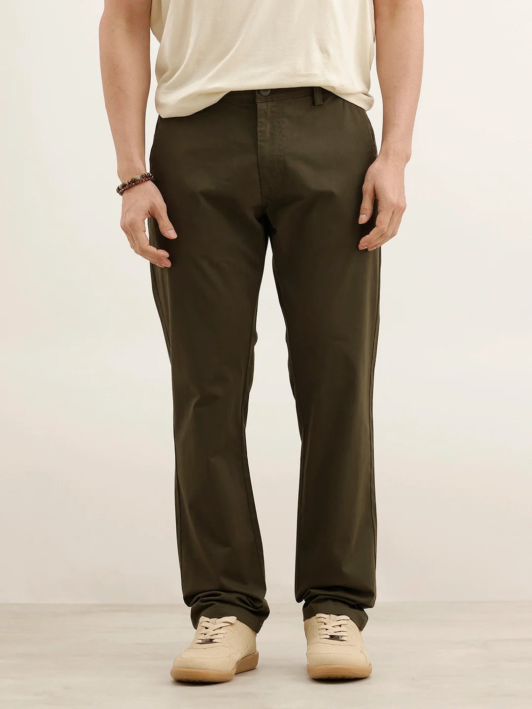 Straight Fit Solid Trouser | Olive - Image 6