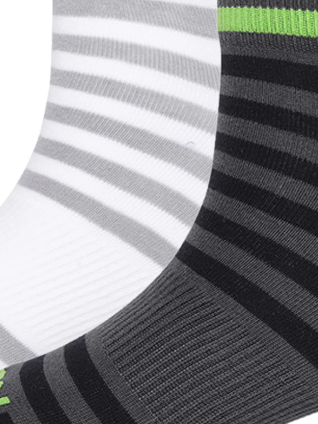 Striped Comfort White & Grey Ankle Socks Pack of 2 - Image 4