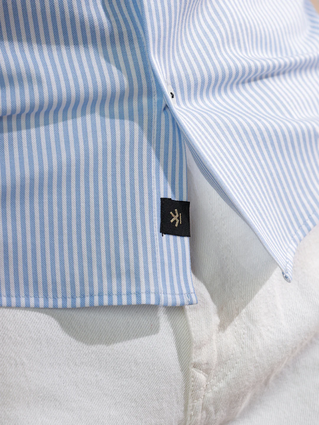 Solid Stretch Slim Fit Shirt | Blue - Image 5