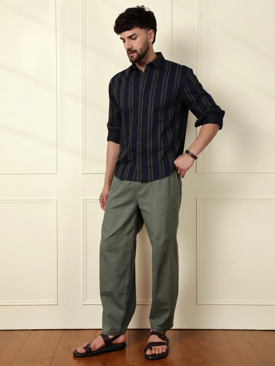 Sharp Striped Comfort Fit Shirt | Green - Image 2