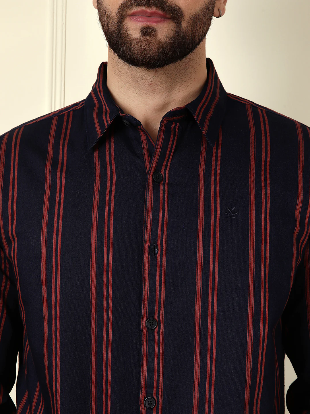 Sharp Striped Comfort Fit Shirt | Navy Blue - Image 5