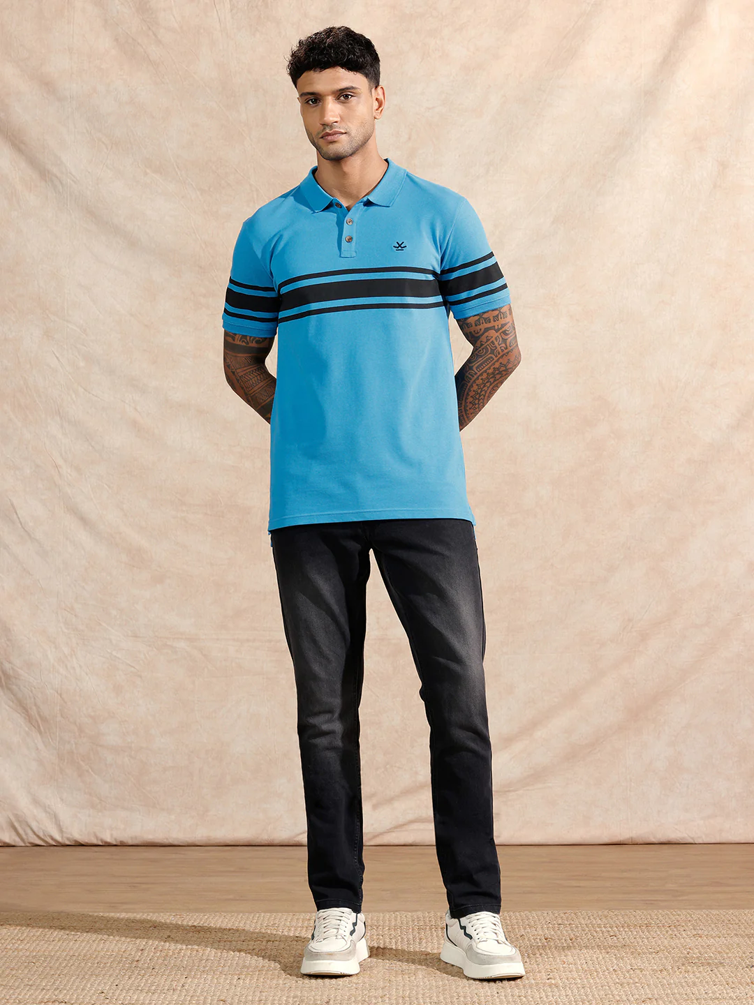 Striped Polo T-Shirt | Blue - Image 2
