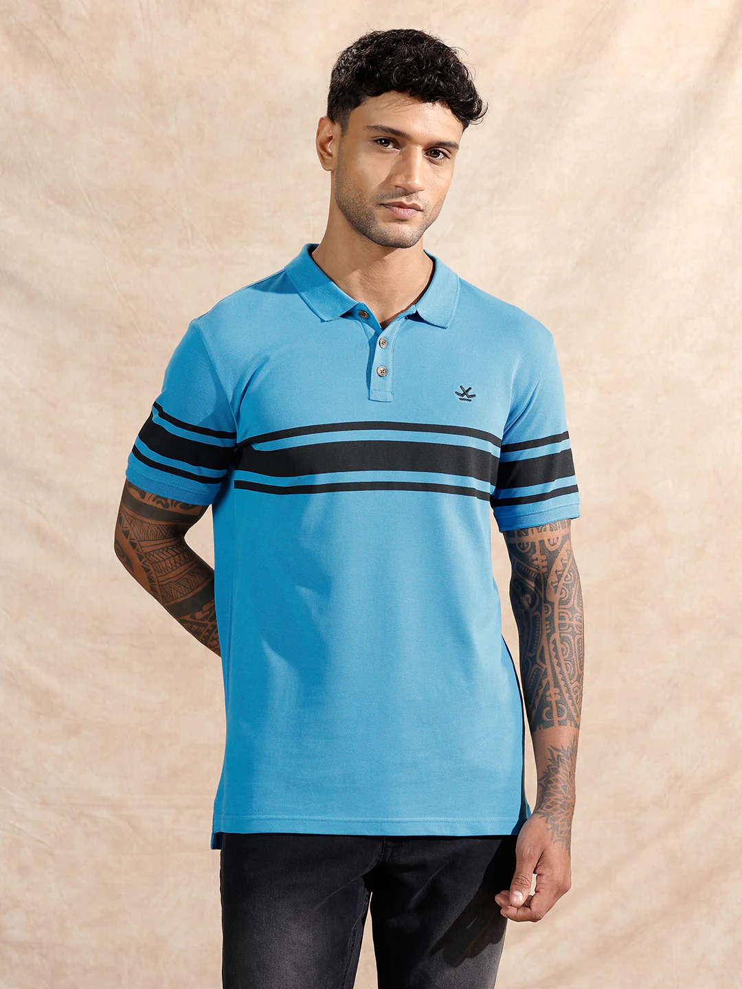 Striped Polo T-Shirt | Blue - Image 4